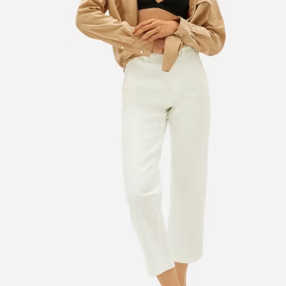 EVERLANE The Straight-Leg Crop Sz 12 Regular in Bone Cream Stretch cropped. - Picture 4 of 15
